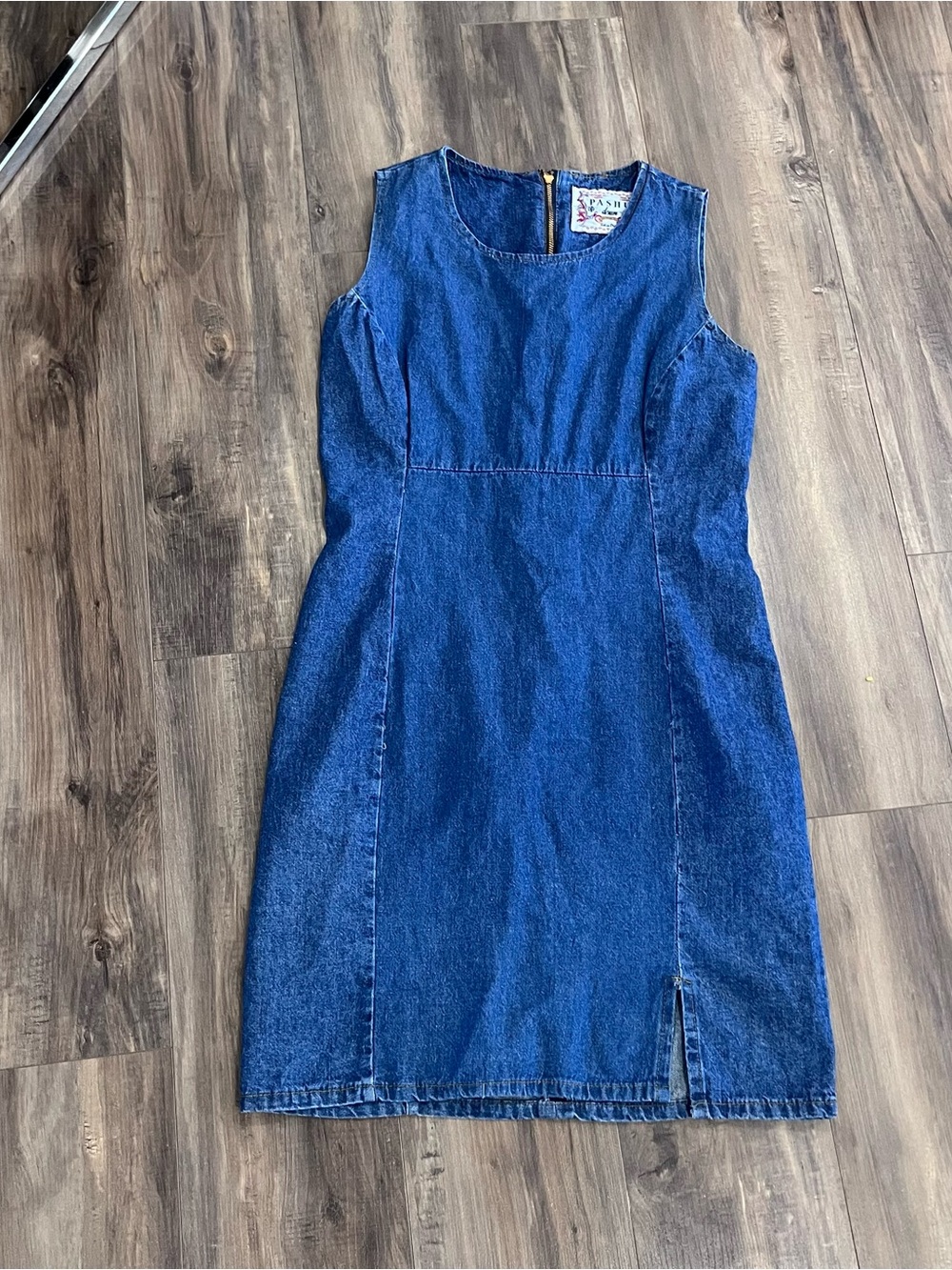 Vintage Denim Sleeveless Mini Dress - Blue - Picture 2 of 7